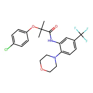 2-(4-chlorophenoxy)-2-methyl-N-[2-morpholin-4-yl-5-(trifluoromethyl)phenyl]propanamide structure