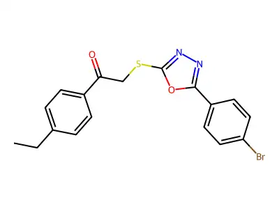 2-{[5-(4-Bromophenyl)-1,3,4-oxadiazol-2-yl]sulfanyl}-1-(4-ethylphenyl)ethanone structure