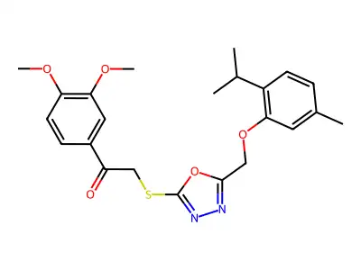 1-(3,4-dimethoxyphenyl)-2-[(5-{[5-methyl-2-(propan-2-yl)phenoxy]methyl}-1,3,4-oxadiazol-2-yl)sulfanyl]ethanone structure