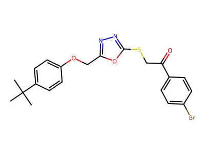 1-(4-bromophenyl)-2-({5-[(4-tert-butylphenoxy)methyl]-1,3,4-oxadiazol-2-yl}sulfanyl)ethanone structure