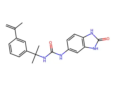 1-(2-oxo-1,3-dihydrobenzimidazol-5-yl)-3-[2-(3-prop-1-en-2-ylphenyl)propan-2-yl]urea structure