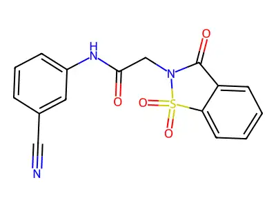 N-(3-cyanophenyl)-2-(1,1,3-trioxo-1,2-benzothiazol-2-yl)acetamide structure