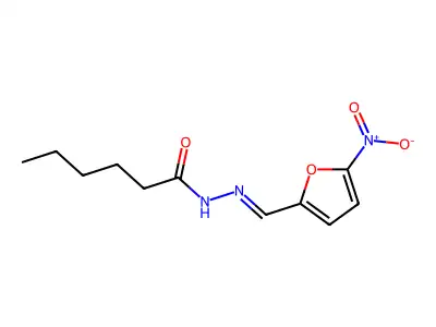 N-[(E)-(5-nitrofuran-2-yl)methylideneamino]hexanamide structure