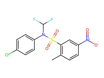 N-(4-chlorophenyl)-N-(difluoromethyl)-2-methyl-5-nitrobenzenesulfonamide structure