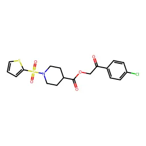 2-(4-Chlorophenyl)-2-oxoethyl 1-(thiophen-2-ylsulfonyl)piperidine-4-carboxylate structure