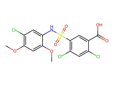 2,4-Dichloro-5-[(5-chloro-2,4-dimethoxyphenyl)sulfamoyl]benzoic acid structure