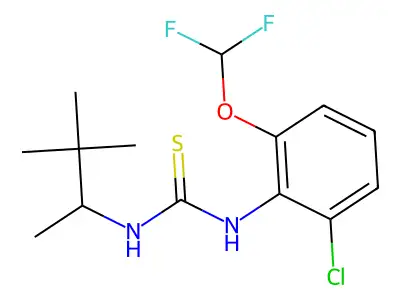 N-[2-Chloro-6-(difluoromethoxy)phenyl]-N'-(3,3-dimethylbutan-2-yl)thiourea structure