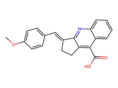 3-[(4-methoxyphenyl)methylidene]-1H,2H,3H-cyclopenta[b]quinoline-9-carboxylic acid structure