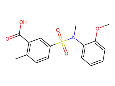 5-[(2-Methoxyphenyl)(methyl)sulfamoyl]-2-methylbenzoic acid structure