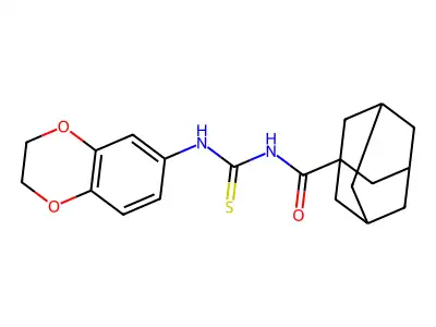 N-(1-adamantylcarbonyl)-N'-(2,3-dihydro-1,4-benzodioxin-6-yl)thiourea structure