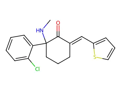 2-(2-Chloro-phenyl)-2-methylamino-6-thiophen-2-ylmethylene-cyclohexanone structure