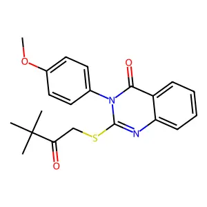 2-((3,3-dimethyl-2-oxobutyl)thio)-3-(4-methoxyphenyl)quinazolin-4(3H)-one structure