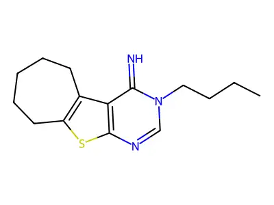 3-butyl-3,5,6,7,8,9-hexahydro-4H-cyclohepta[4,5]thieno[2,3-d]pyrimidin-4-imine structure