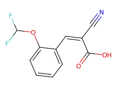 (E)-2-cyano-3-[2-(difluoromethoxy)phenyl]prop-2-enoic acid structure