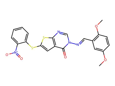 3-[[(2,5-Dimethoxyphenyl)methylene]amino]-6-[(2-nitrophenyl)thio]thieno[2,3-d]pyrimidin-4(3H)-one structure
