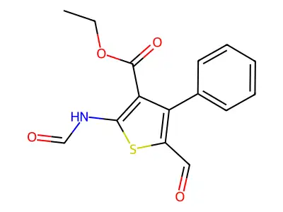 Ethyl 2-formamido-5-formyl-4-phenylthiophene-3-carboxylate structure