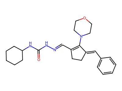 N-Cyclohexyl-2-[[2-(4-morpholinyl)-3-(phenylmethylene)-1-cyclopenten-1-yl]methylene]hydrazinecarboxamide structure