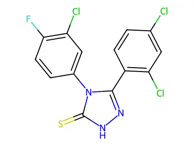 4-(3-chloro-4-fluorophenyl)-5-(2,4-dichlorophenyl)-4H-1,2,4-triazole-3-thiol structure