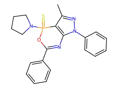 Pyrazolo[4,3-c][1,5,2]oxazaphosphorine, 1,5-dihydro-7-methyl-3,5-diphenyl-1-(1-pyrrolidinyl)-, 1-sulfide structure