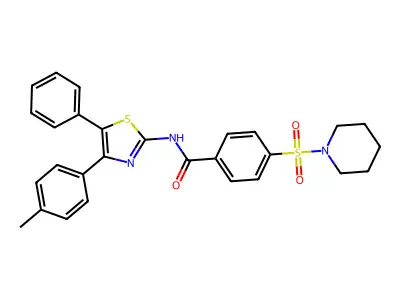 N-(5-phenyl-4-(p-tolyl)thiazol-2-yl)-4-(piperidin-1-ylsulfonyl)benzamide structure