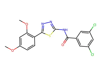 3,5-dichloro-N-[5-(2,4-dimethoxyphenyl)-1,3,4-thiadiazol-2-yl]benzamide structure