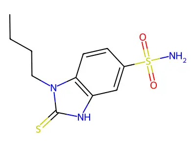 1-butyl-2-sulfanyl-1H-1,3-benzodiazole-5-sulfonamide structure