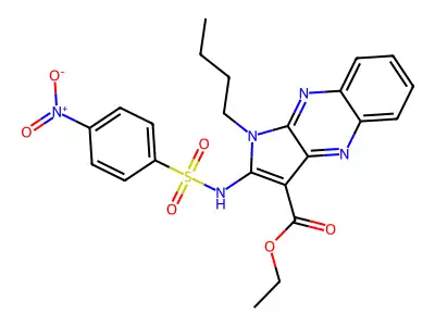 Ethyl 1-butyl-2-[[(4-nitrophenyl)sulfonyl]amino]-1H-pyrrolo[2,3-b]quinoxaline-3-carboxylate structure