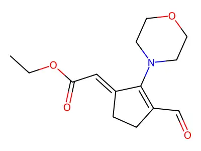 ethyl (2E)-2-(3-formyl-2-morpholin-4-ylcyclopent-2-en-1-ylidene)acetate structure