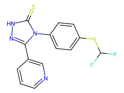 4-{4-[(difluoromethyl)sulfanyl]phenyl}-5-(pyridin-3-yl)-4H-1,2,4-triazole-3-thiol structure