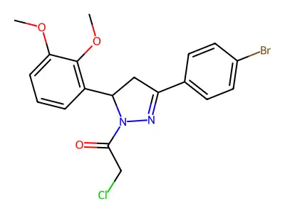 1-[5-(4-bromophenyl)-3-(2,3-dimethoxyphenyl)-3,4-dihydropyrazol-2-yl]-2-chloroethanone structure