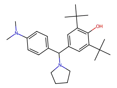 2,6-Di-tert-butyl-4-((4-(dimethylamino)phenyl)(pyrrolidin-1-yl)methyl)phenol structure