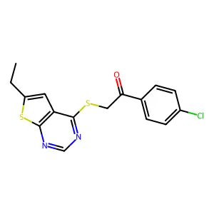 1-(4-Chlorophenyl)-2-(6-ethylthieno[2,3-d]pyrimidin-4-yl)sulfanylethanone structure