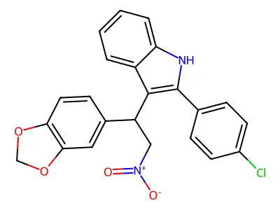 3-[1-(1,3-benzodioxol-5-yl)-2-nitroethyl]-2-(4-chlorophenyl)-1H-indole structure
