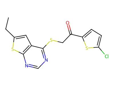 1-(5-Chlorothiophen-2-yl)-2-(6-ethylthieno[2,3-d]pyrimidin-4-yl)sulfanylethanone structure