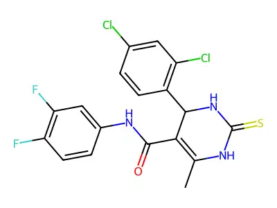 4-(2,4-dichlorophenyl)-N-(3,4-difluorophenyl)-6-methyl-2-sulfanylidene-3,4-dihydro-1H-pyrimidine-5-carboxamide structure