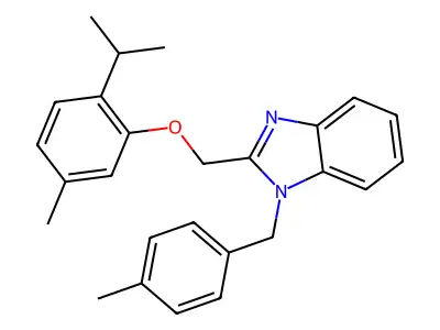 1-[(4-methylphenyl)methyl]-2-[(5-methyl-2-propan-2-ylphenoxy)methyl]benzimidazole structure