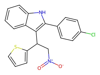 2-(4-chlorophenyl)-3-[2-nitro-1-(thiophen-2-yl)ethyl]-1H-indole structure