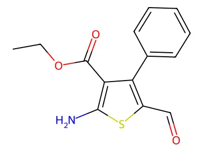 Ethyl 2-amino-5-formyl-4-phenylthiophene-3-carboxylate structure