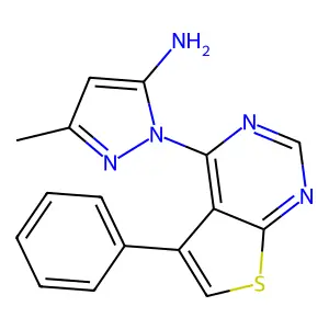 5-Methyl-2-(5-phenylthieno[2,3-d]pyrimidin-4-yl)pyrazol-3-amine structure