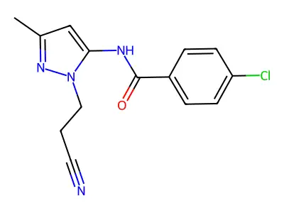 4-chloro-N-[2-(2-cyanoethyl)-5-methylpyrazol-3-yl]benzamide structure