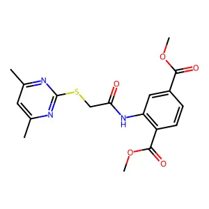 Dimethyl 2-(2-((4,6-dimethylpyrimidin-2-yl)thio)acetamido)terephthalate structure