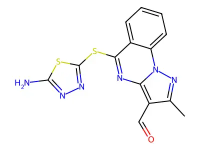 5-[(5-amino-1,3,4-thiadiazol-2-yl)sulfanyl]-2-methylpyrazolo[1,5-a]quinazoline-3-carbaldehyde structure
