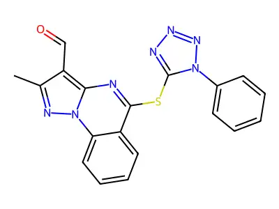 2-methyl-5-(1-phenyltetrazol-5-yl)sulfanylpyrazolo[1,5-a]quinazoline-3-carbaldehyde structure