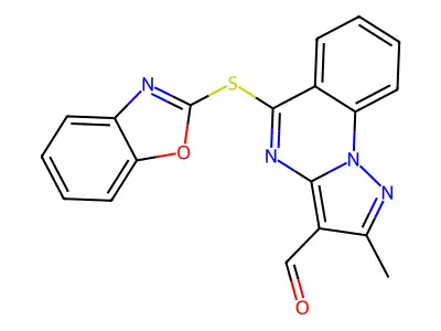 5-(1,3-benzoxazol-2-ylsulfanyl)-2-methylpyrazolo[1,5-a]quinazoline-3-carbaldehyde structure