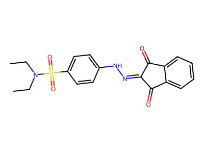 4-[2-(1,3-dioxoinden-2-ylidene)hydrazinyl]-N,N-diethylbenzenesulfonamide structure