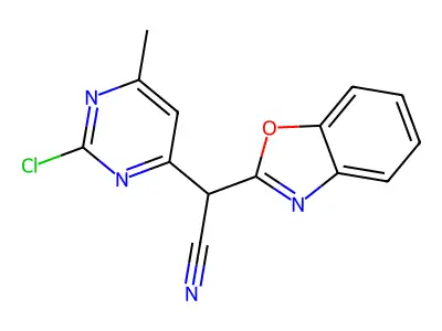 2-(1,3-Benzoxazol-2-yl)-2-(2-chloro-6-methylpyrimidin-4-yl)acetonitrile structure