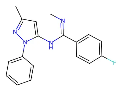 4-fluoro-N-methyl-N'-(3-methyl-1-phenyl-1H-pyrazol-5-yl)benzene-1-carboximidamide structure