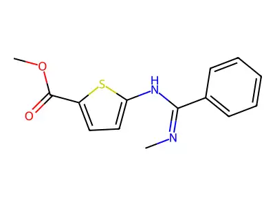 methyl 5-[(N-methyl-C-phenylcarbonimidoyl)amino]thiophene-2-carboxylate structure