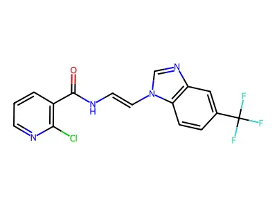 2-chloro-N-[(E)-2-[5-(trifluoromethyl)benzimidazol-1-yl]ethenyl]pyridine-3-carboxamide structure