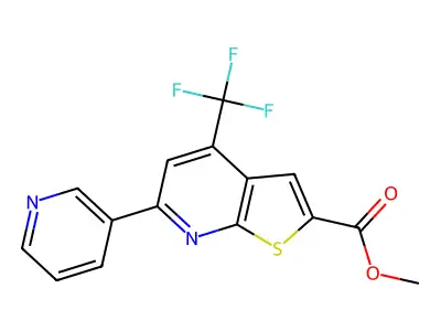 Methyl 6-(3-pyridinyl)-4-(trifluoromethyl)thieno[2,3-b]pyridine-2-carboxylate structure